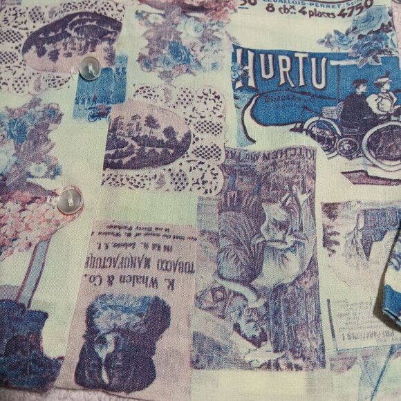 sz 8-10 True Vtg 70s Girls Collared Boho Hippy Photo graphic 20s theme SHIRT - Picture 3 of 8